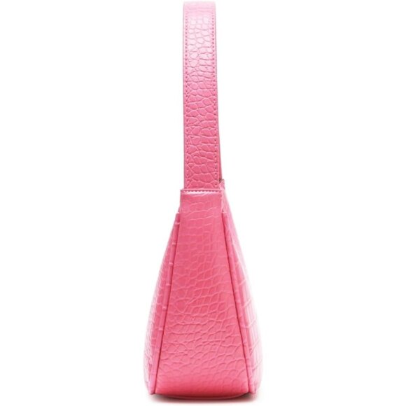 Women Crocodile Pink Imported Polyester Leather Zipper Closure Tote Handbag - Picture 6 of 7